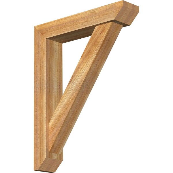 Ekena Millwork Traditional Slat Rough Sawn Bracket w/ Offset Brace, Western Red Cedar, 6"W x 28"D x 36"H BKT0604X28X36TRA06RWR - main